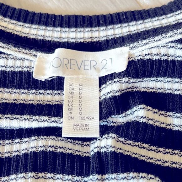 Forever 21 Rib Knit Nautical Short Sleeve Dress Long Medium - Picture 5 of 5